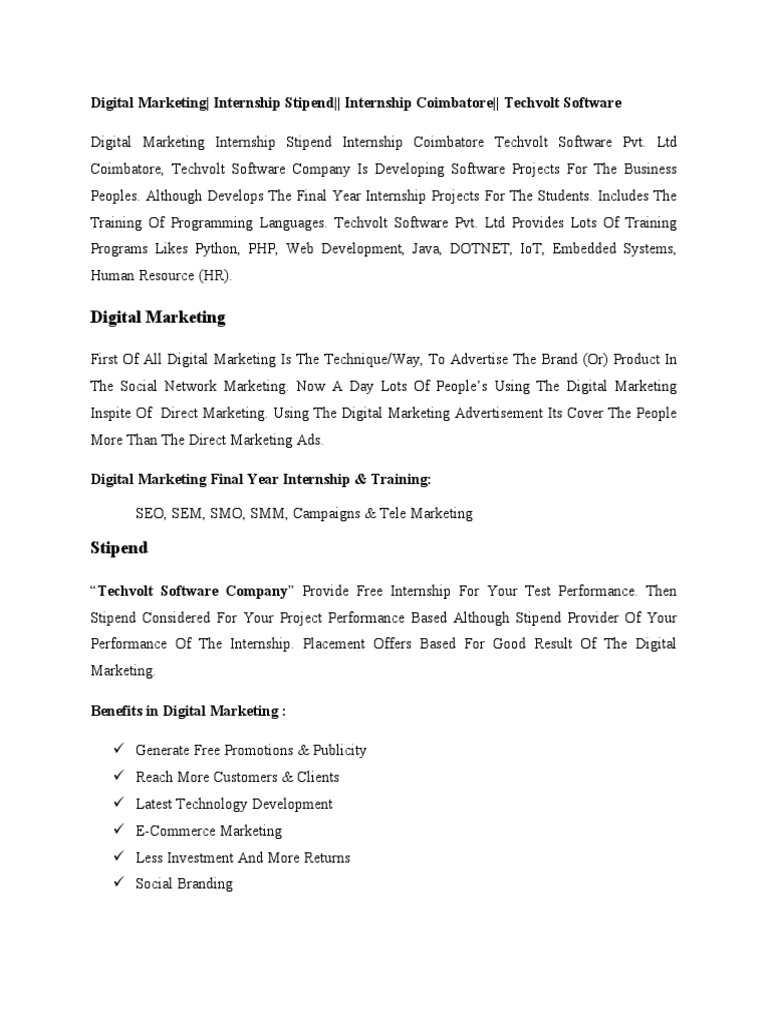 content writing internship in coimbatore