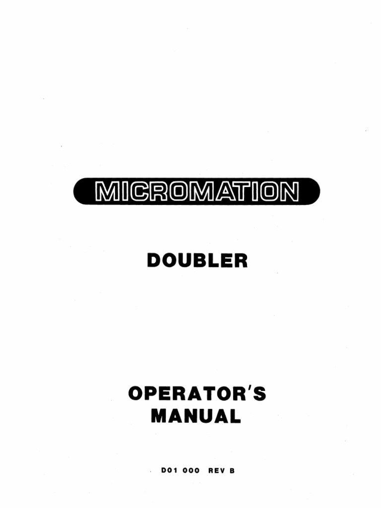 Micromation DOUBLER Operator Manual 1980 PDF PDF Floppy Disk