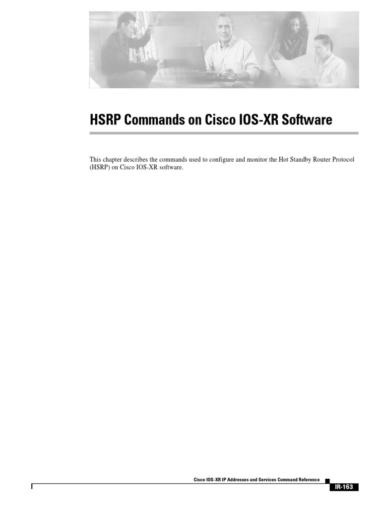 HSRP Commands for Cisco IOS-XR | PDF | Router (Computing) | Ip Address
