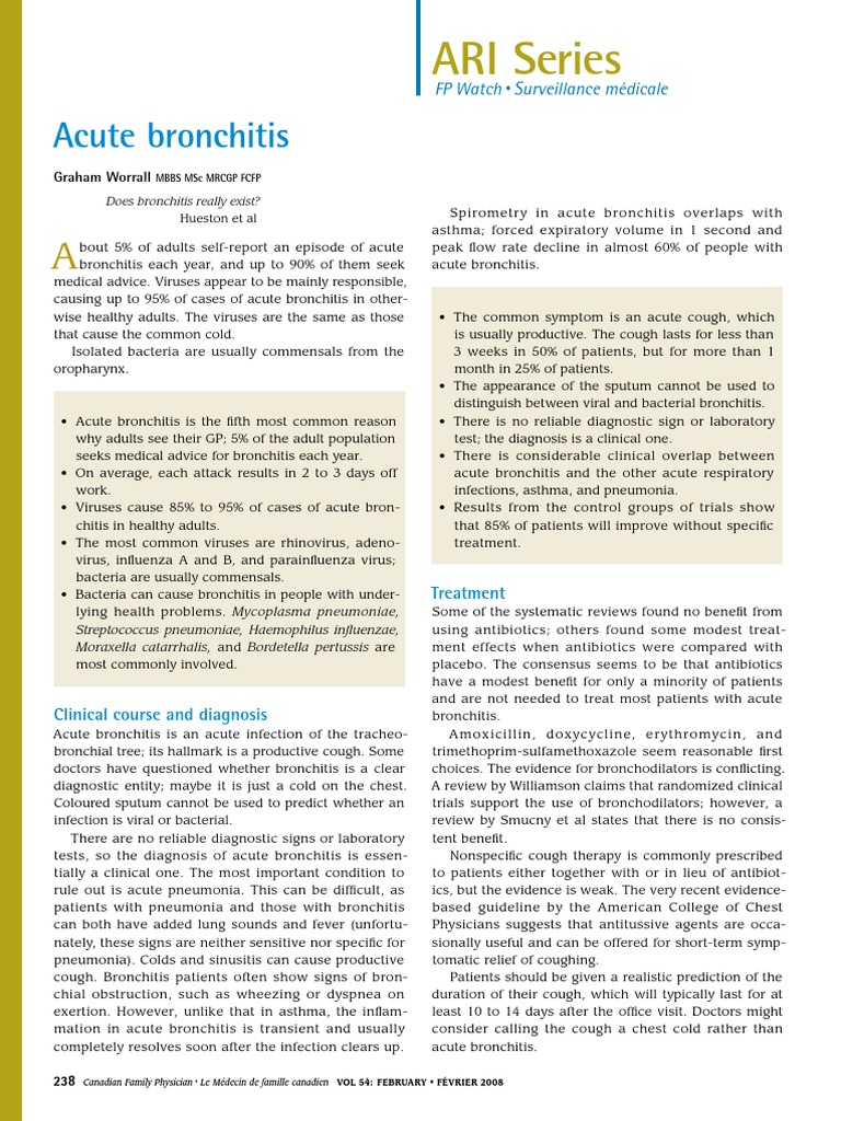 Acute Bronchitis PDF | PDF | Bronchitis | Pneumonia