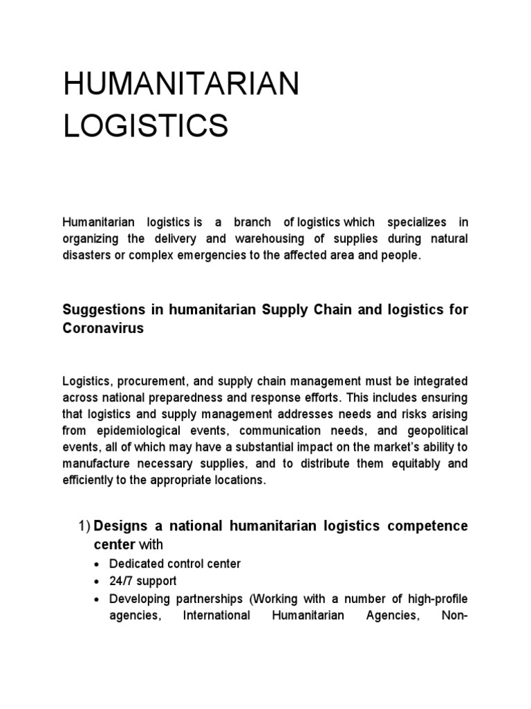 Humanitarian Logistics | PDF