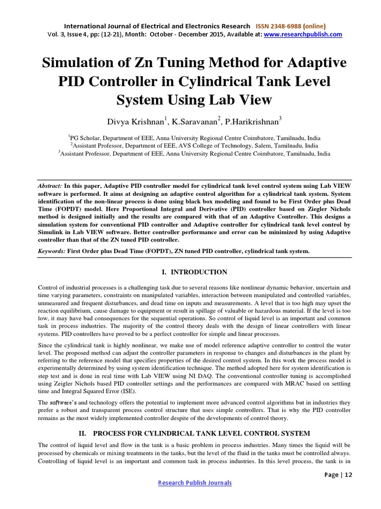 Zn Tuning for Adaptive PID Control | PDF | Control Theory | Control System