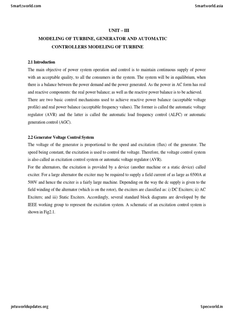 Power System Operation and Control - Unit-3 PDF | PDF | Electric ...