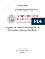 Programación Didáctica de La Asignatura de Economía de Primero de Bachillerato