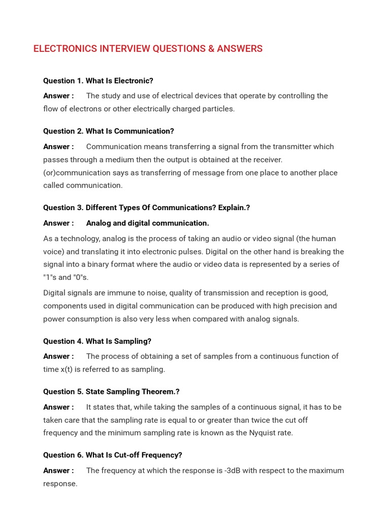 Electronics Interview Questions & Answers PDF Electronic Oscillator