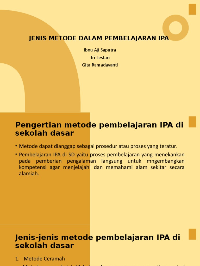 Jenis Metode Dalam Pembelajaran Ipa | PDF