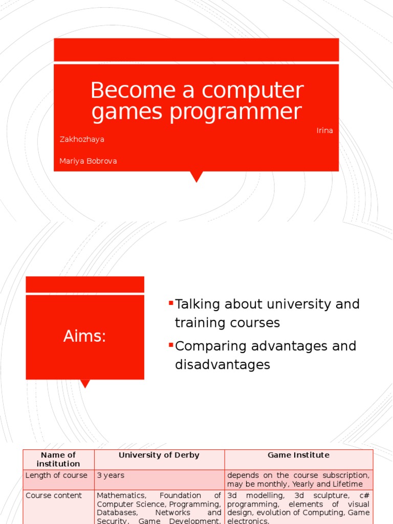 Computer Games Programming Courses Guide | PDF | Educational Technology ...