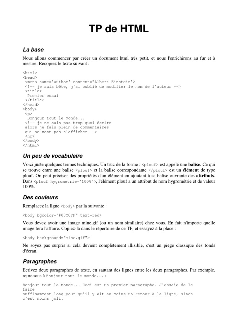 TP HTML | PDF | Html | Hyperlien