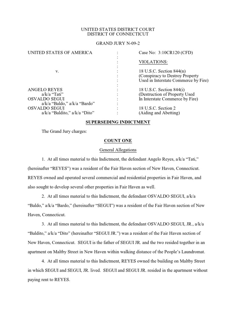 REYES Angelo Ss Indictment | PDF | Conspiracy (Criminal) | Crime & Violence