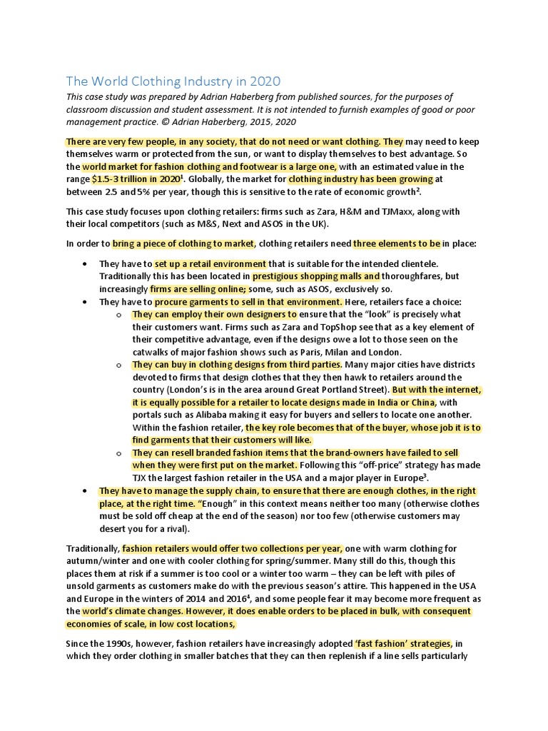 The World Clothing Industry in 2020 PDF | PDF | Retail | Fashion