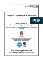 Design of Concrete Mix of M30 Grade: Report Prepared For