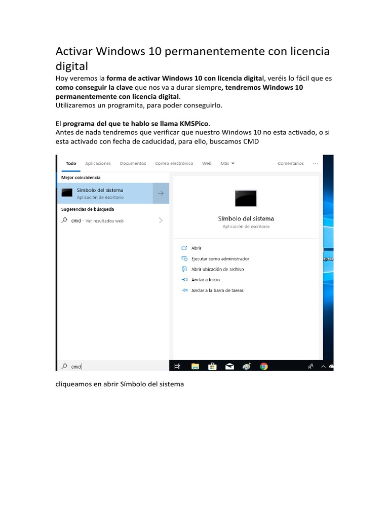Activar Windows 10 Permanentemente Con Licencia Digital 1 | PDF ...