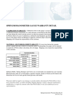 Sphygmomanometer Gauge Warranty Detail