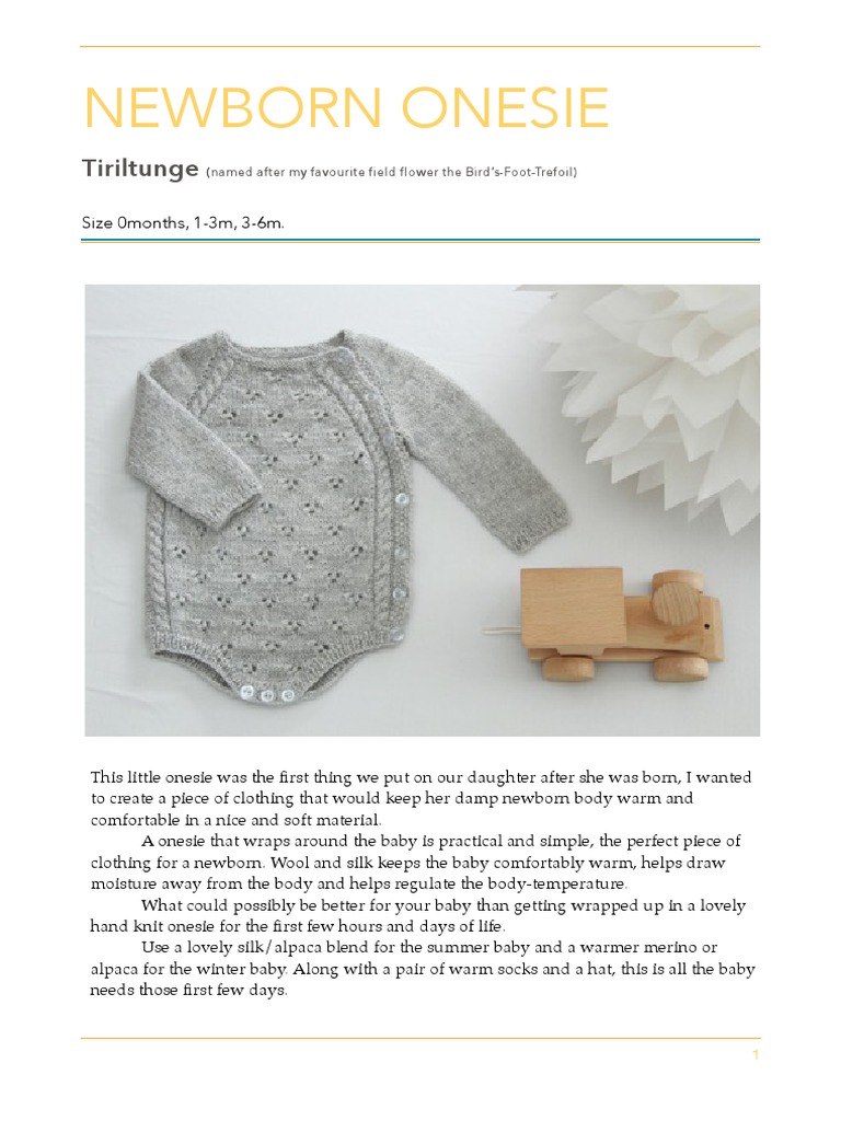 Newborn Comfort: A Handknit Onesie Designed for Baby s First Days PDF