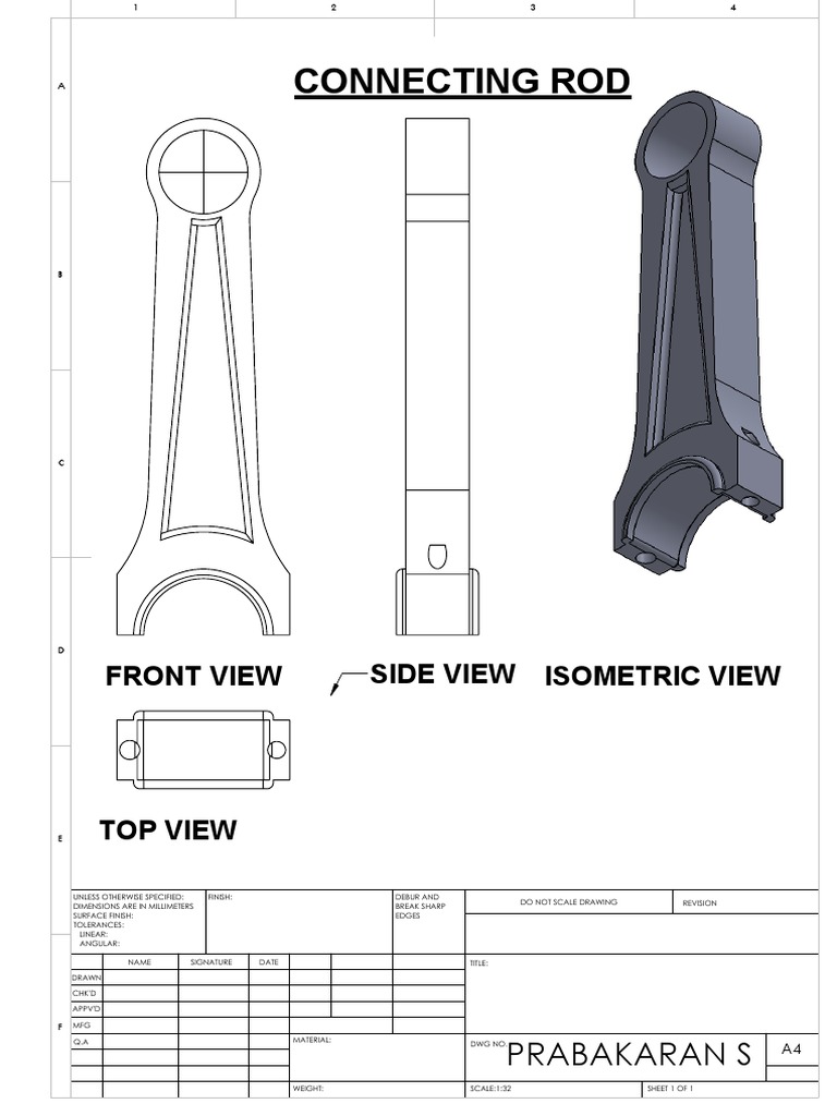 Connecting Rod Engineering Drawing | PDF