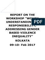 Kolkatta GBV Workshop - RANCHI GBV WORKSHOP - "WOMEN: Understanding My Responsibility in Addressing Gender-Based Violence and Inequality" Report