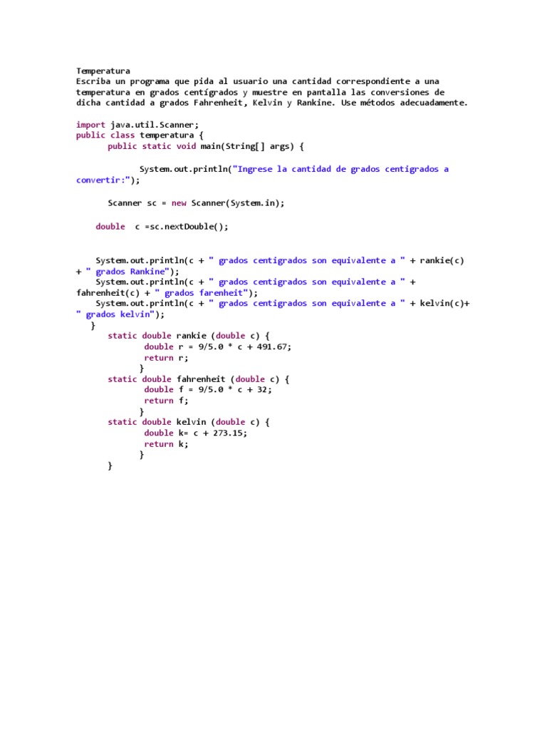 Conversión de Temperatura en Java | PDF