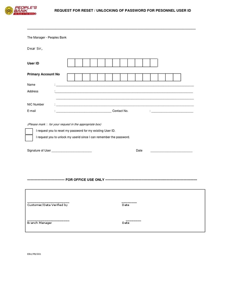 Password Reset Request Form | PDF