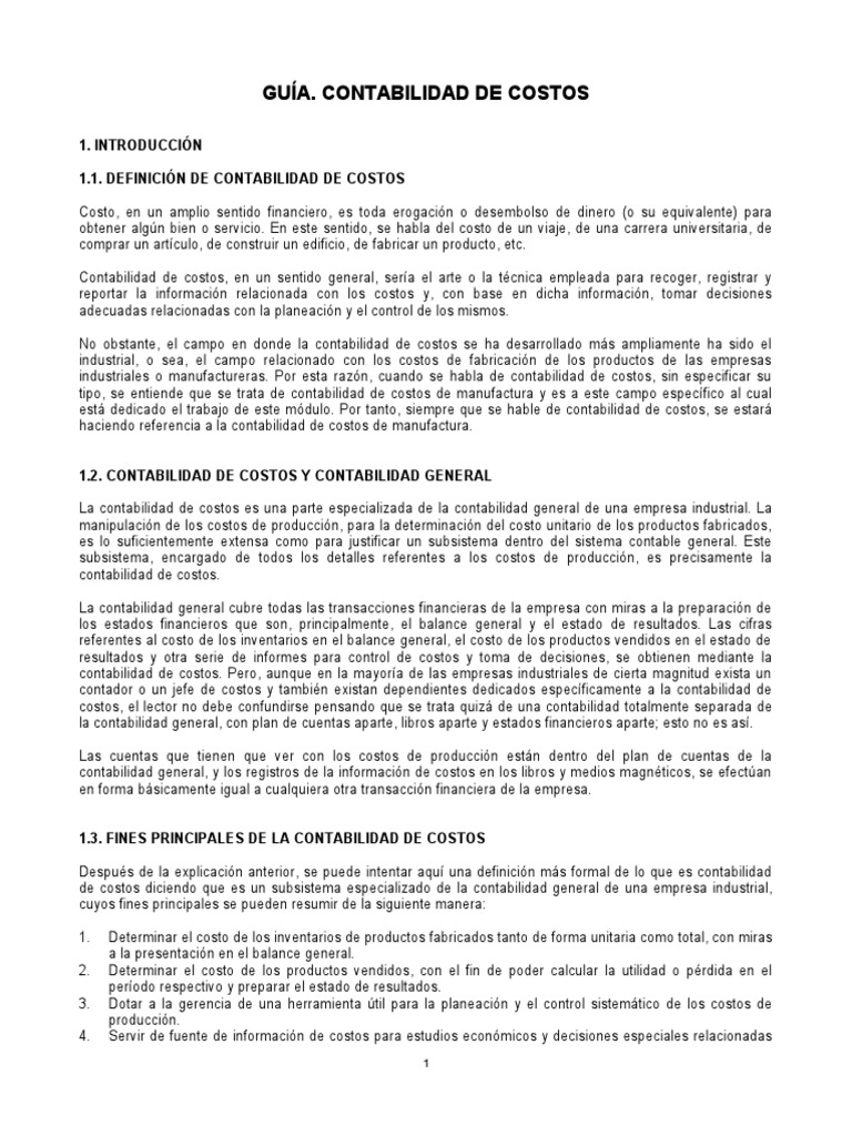 Introduccion A La Contabilidad de Costos | PDF | Costo | Contabilidad
