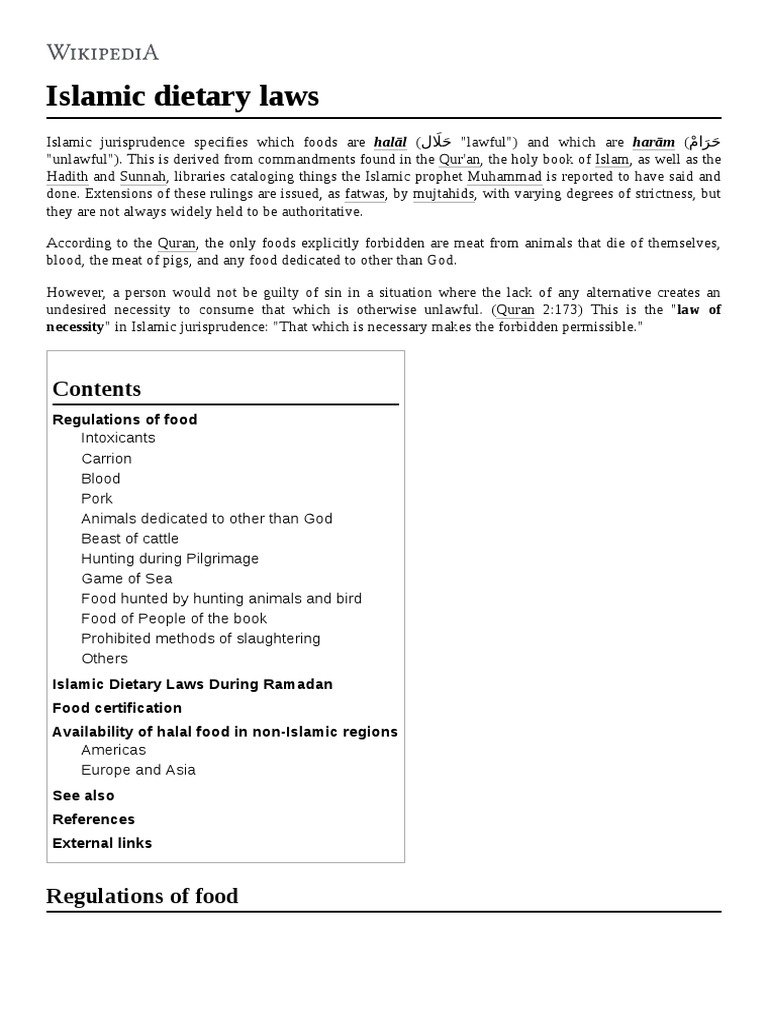 Islamic Dietary Laws PDF Food And Drink Religion And Belief
