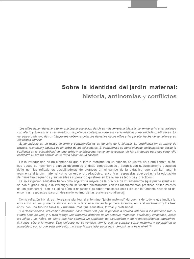 Identidad en el Jardín Maternal | PDF | Educación de la primera ...