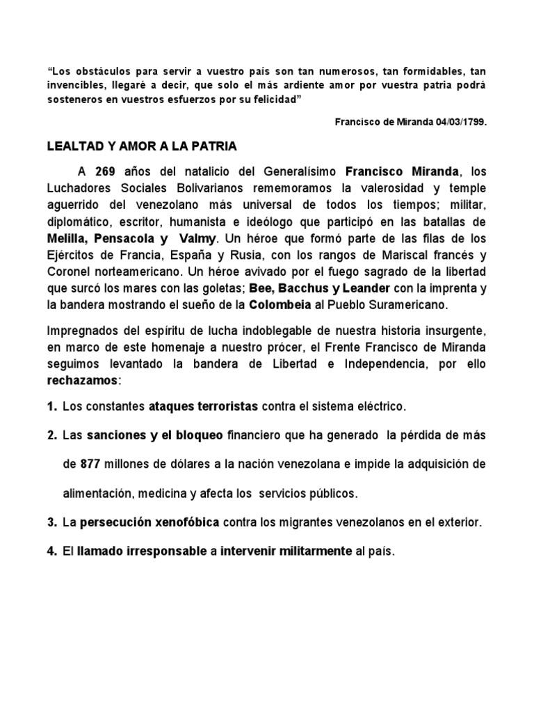 1 Lealtad y Amor A La Patria | PDF