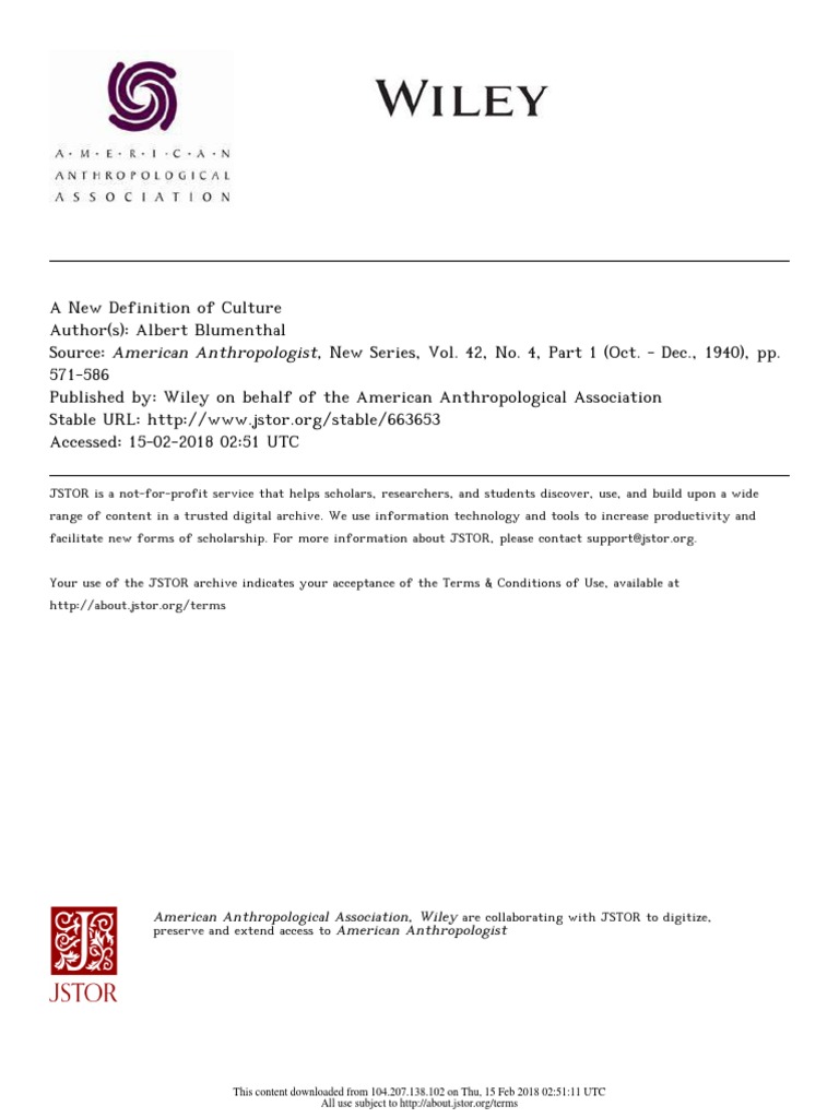 Culture: A Scientific Redefinition | PDF | Science | Social Science