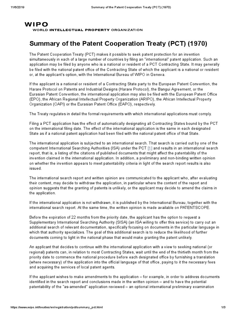 Patenting Under PCT | PDF | Patent Application | Patent