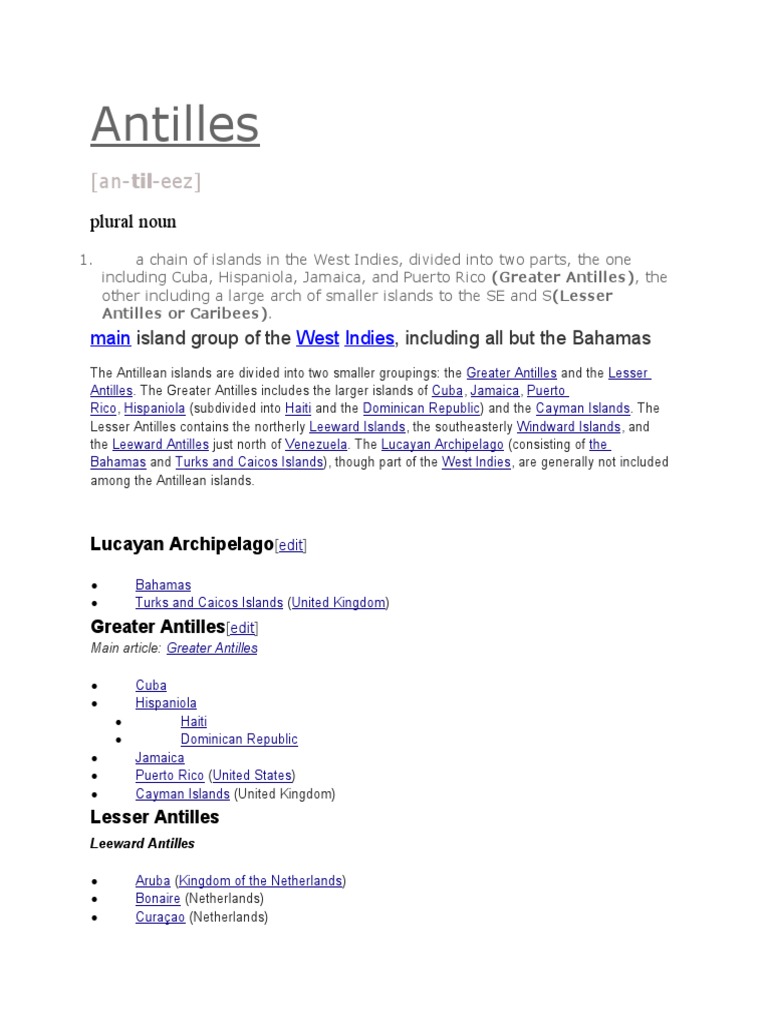 Overview of the Antilles Islands | PDF | Antilles | Greater Antilles