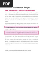 What Is Performance Analysis of An Algorithm?