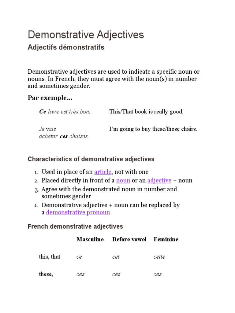Demonstrative Adjectives | PDF | Language Arts & Discipline