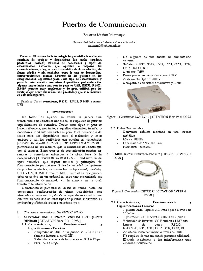 Puertos USB-RS232-RS422-RS485 | PDF | USB | Protocolos de capa física