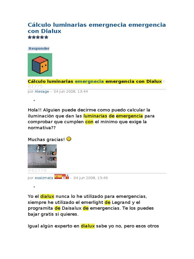 Cálculo Luminarias Emergencia Con Dialux PDF Radiación Fenomeno