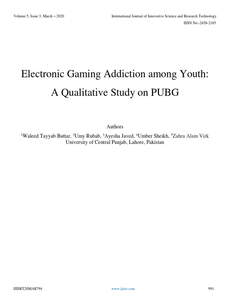 Electronic Gaming Addiction Among Youth | PDF | Focus Group ...