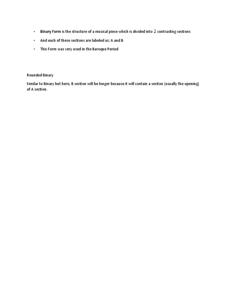Baroque Binary Form Basics | PDF | Home & Garden