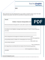 Young People and Television Student Worksheet