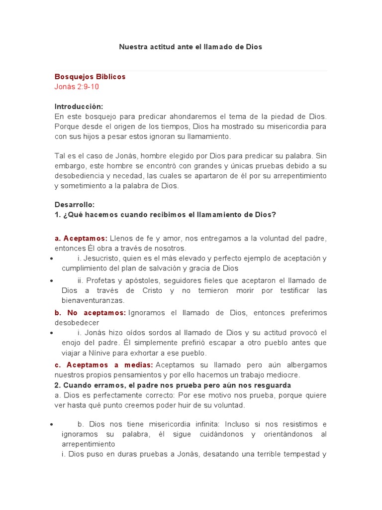 Nuestra respuesta al llamado de Dios | PDF | Jonás | Elijah