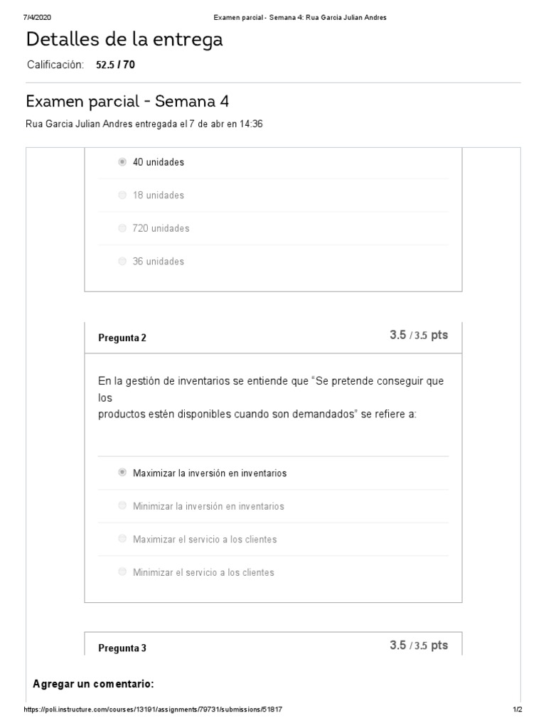 Examen Parcial - Semana 4 PDF | PDF