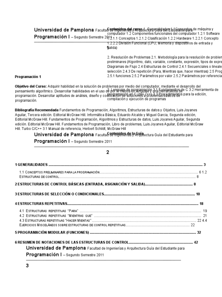 Guia Programacion I2011 | PDF | Algoritmos | Programa de computadora