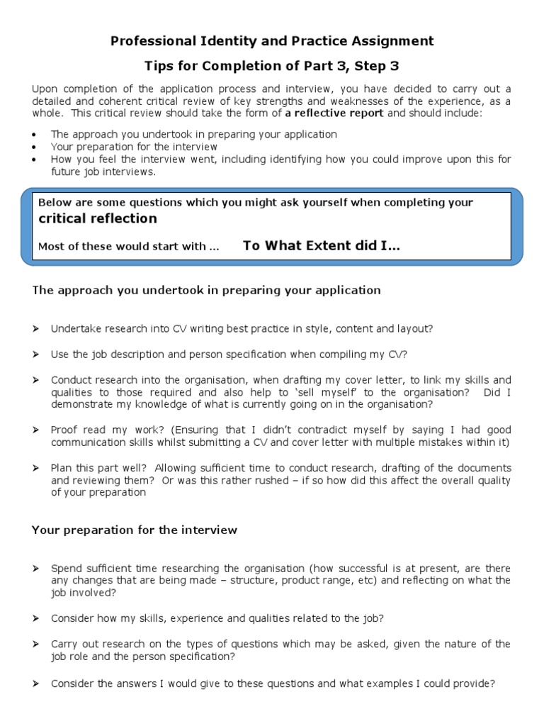 Interview Reflection and Critical Review | PDF | Job Interview | Question