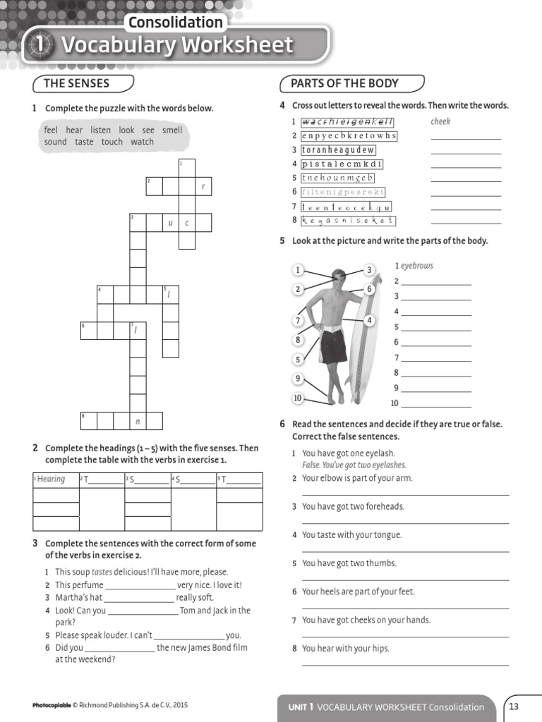 Achievers B1 Vocabulary Worksheet Consolidation Unit 1 Semiotics Linguistic Typology