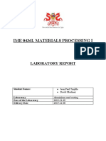Ime 0436L Materials Processing I: Laboratory Report