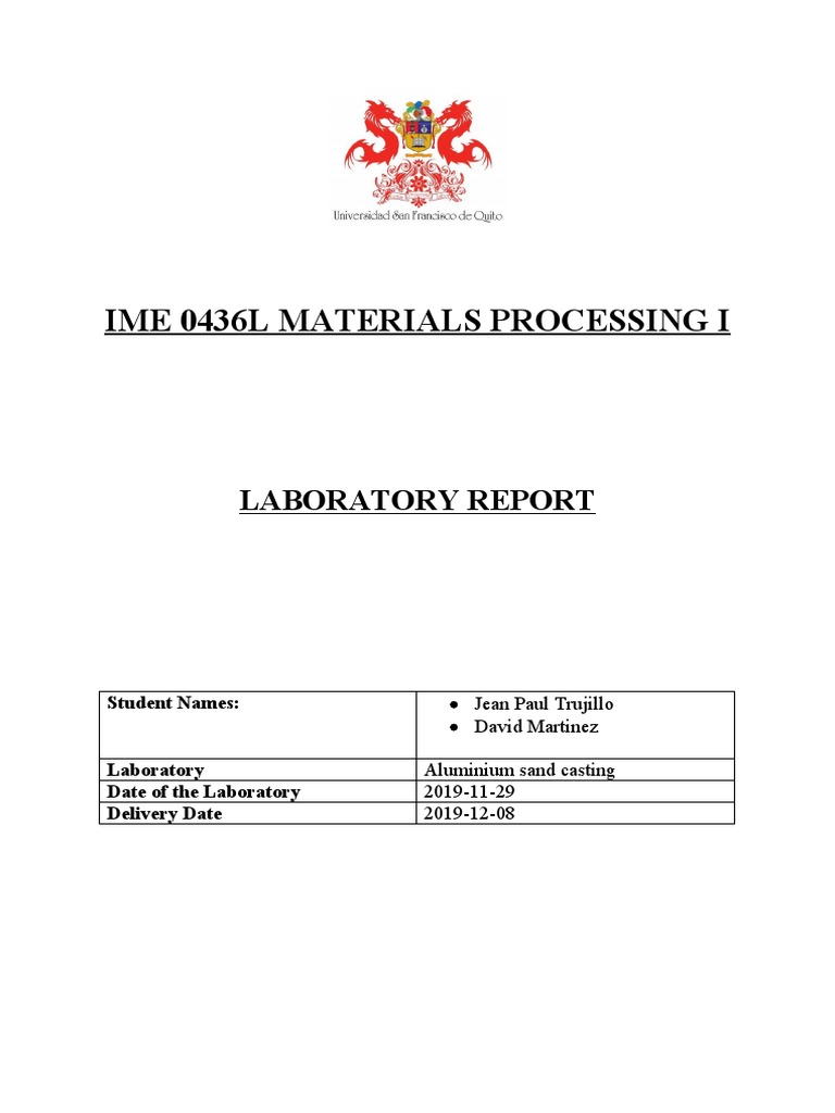 Aluminium Sand Casting Laboratory Report | PDF | Foundry | Metalworking