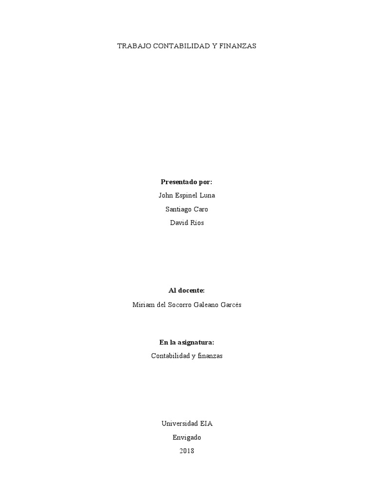 Trabajo Contabilidad y Finanzas | PDF | Contabilidad | Estado financiero