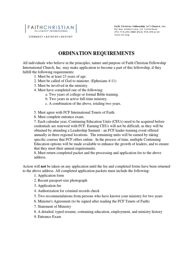 Ordination Application Guidelines | PDF | Spiritual Gift | Jesus