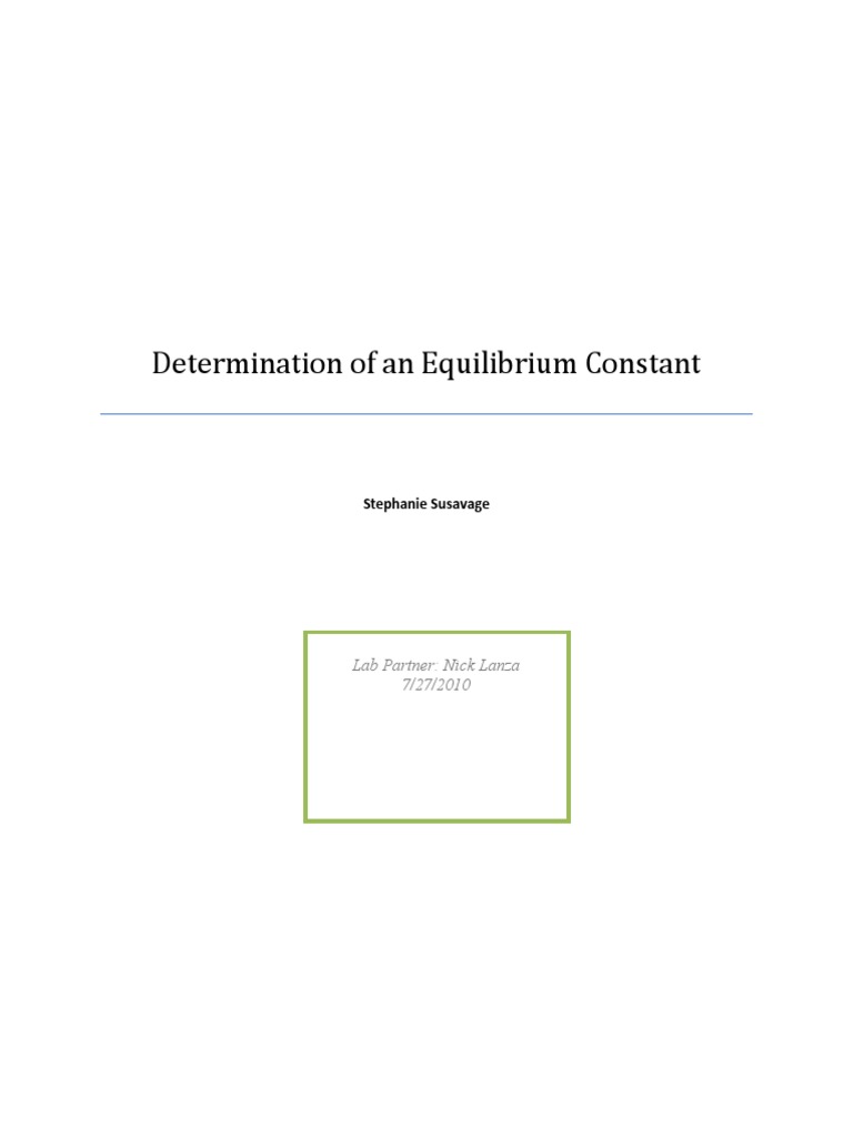 Acetic Acid Equilibrium Constant Lab | PDF | Chemical Equilibrium ...