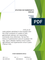 Case Presentation On Parkinson'S Disease: Presented By: T.Avinash Vith Pharm D Y13PHD0721