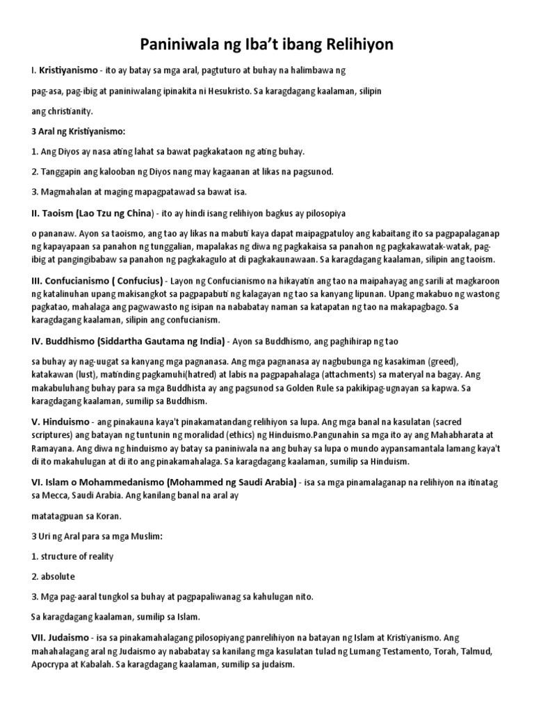 Image Result For Hanapin Ang Ibat Ibang Mga Uri Ng Paniniwala Ayon Sa Kanilang