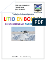 El Proyecto Estatal Del Litio en Bolivia