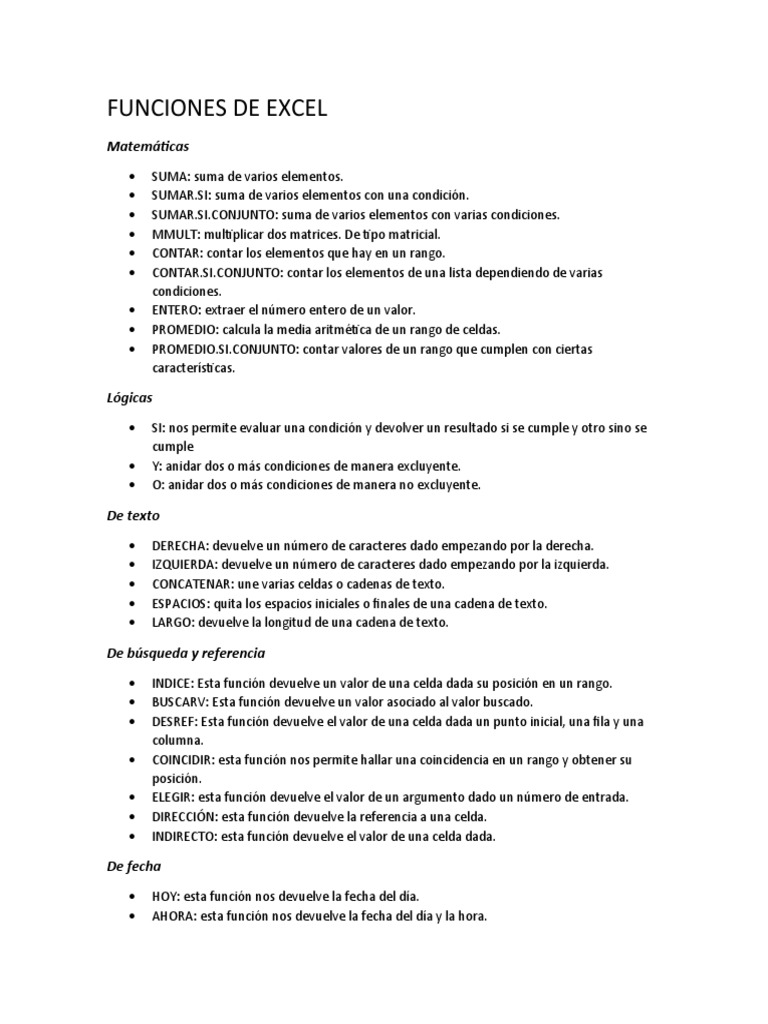 Formula Condicional Si Excel Varias Condiciones Funciones de Excel | PDF | Función (Matemáticas) | Matriz (Matemáticas)
